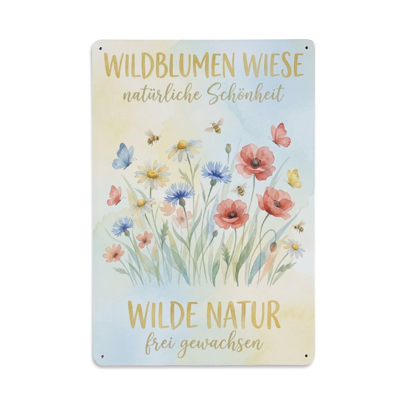 Vintage Funny Garden Wildflower Meadow Pure Metal Tin Sign Plaque Wall Decor for Cafe, Club Bar, Office, Garden Metal Poster 8x12Inch