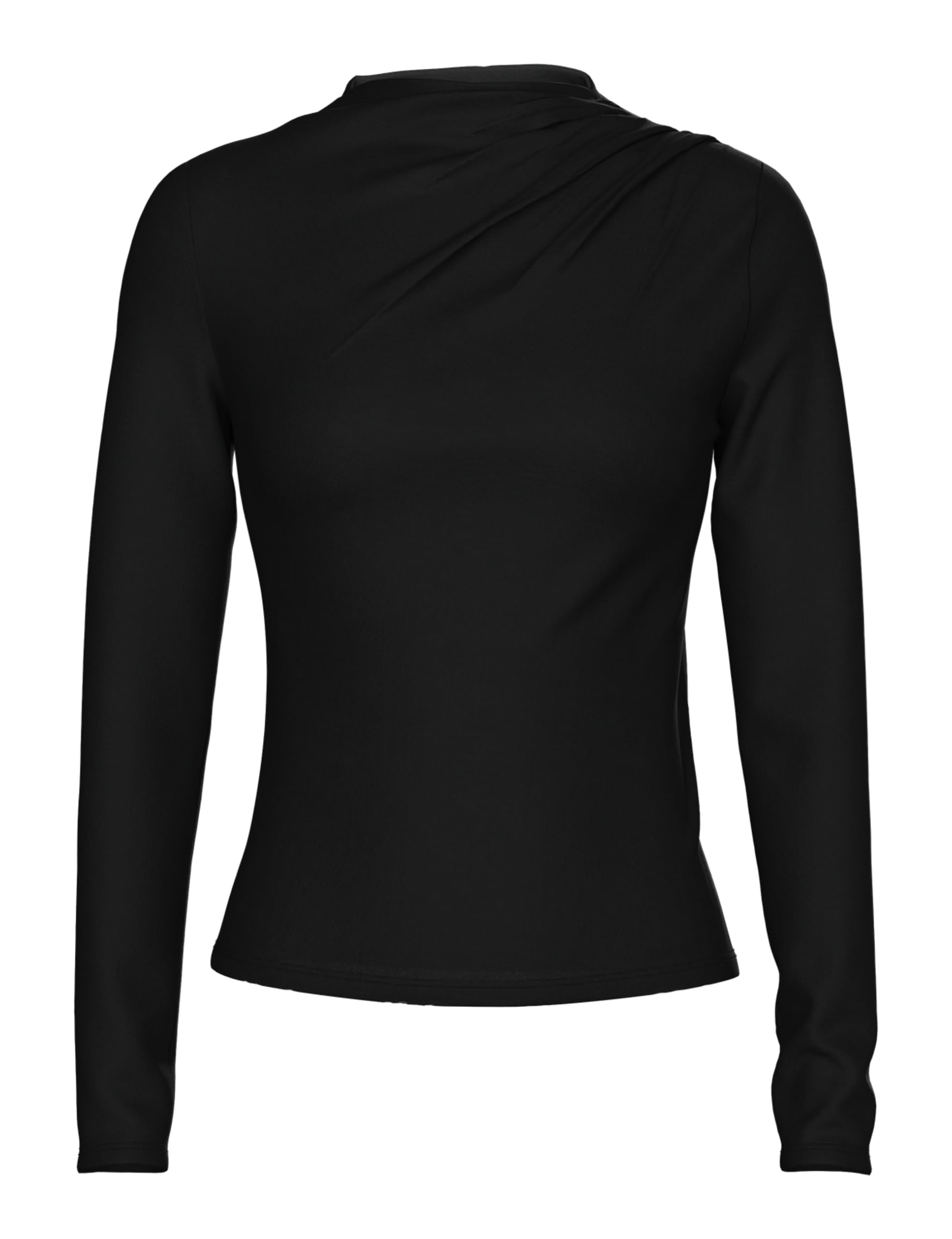 PIECES Women's Pcmadison LS Draped Top Noos BC Long Sleeve Shirt, Black, Large