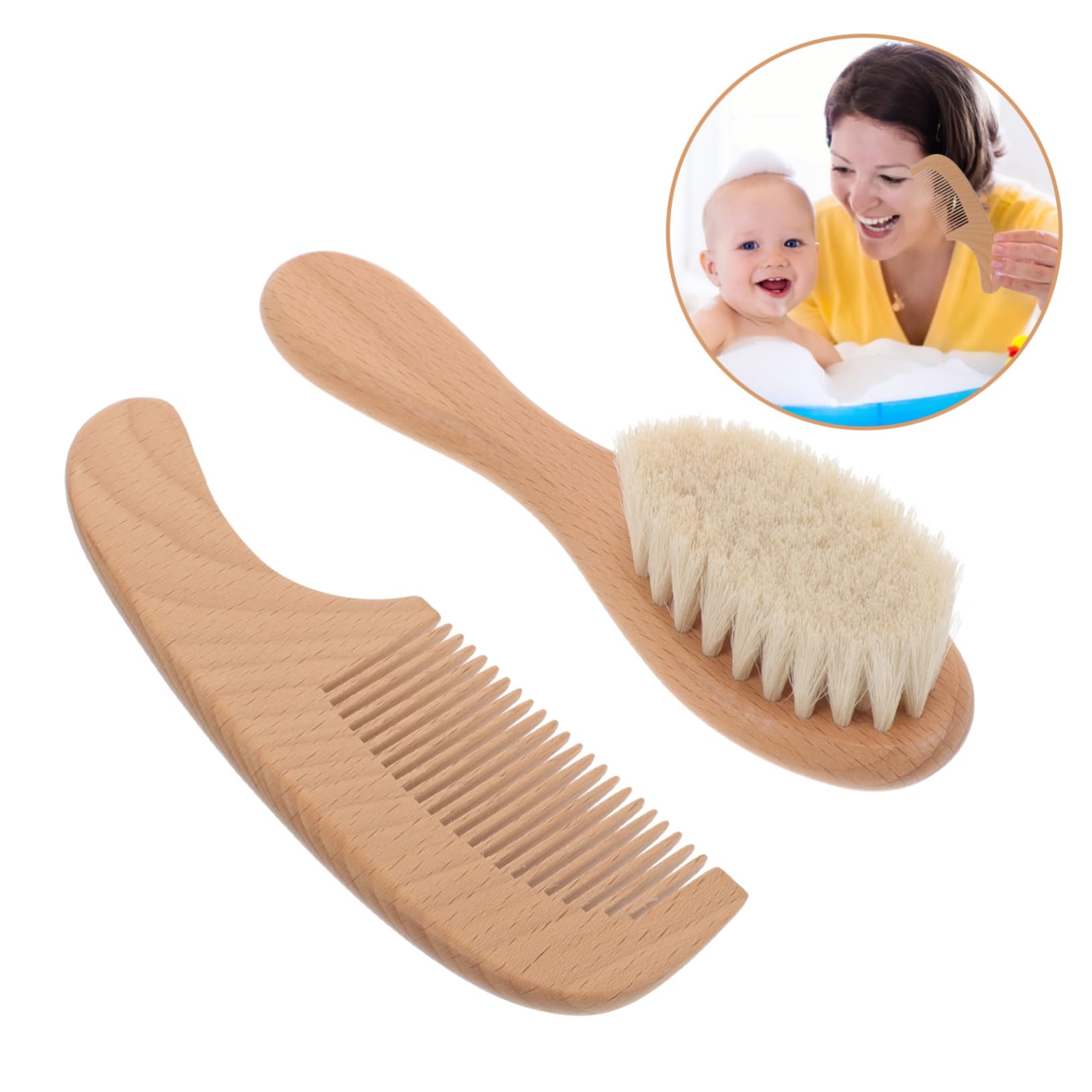 ibasenice 5 Juegos Juego De Cepillos De Peine Las Herramientas Hair Brushes Depurador De Cabeza De Bebé Cepillo De Limpieza De Cabeza De Madera Cepillo De Baño Haya Recién Nacido