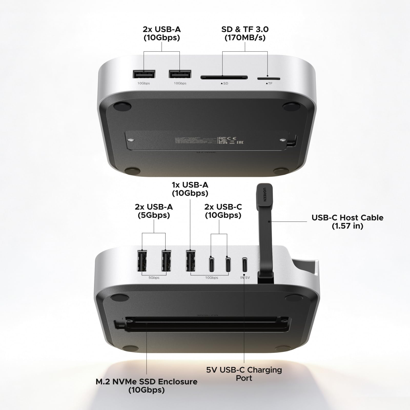 UGREEN Mac mini M4用 ドッキングステーション+1TB SSD UGREEN Mac mini M4 Dock & Stand with NVMe SSD Enclosure Slot