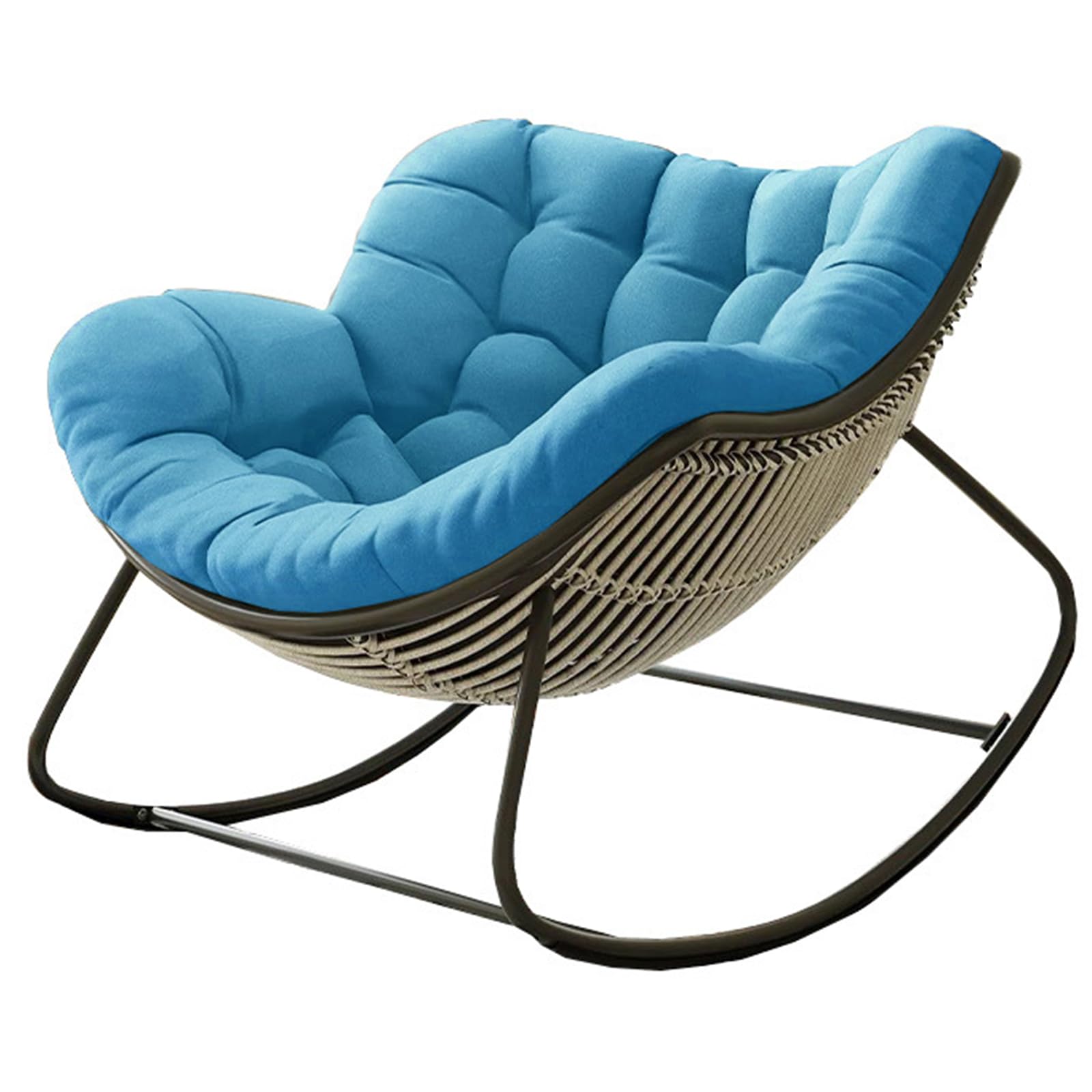 Rocking Chairs Cushions for Adults【NO Frame】 Waterproof Giant Patio Rocking Chair Replacement Cushion, Indoor Outdoor Egg Chair Cushion 4×39 ×47" Comfortable Soft and Skin-Friendly (Peacock blue)