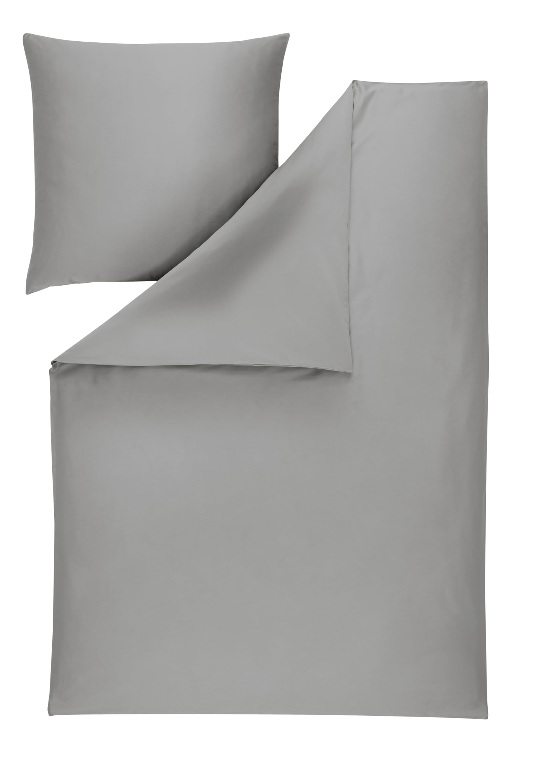 ESTELLA Mako-Satin Bettwäsche Set, 155x220 cm + 80x80 cm, Platin | 100% Baumwolle, Deutsche Marke, Garantie Reißverschluss, Moderene Farben