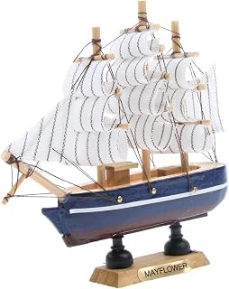 PEIXEN Wooden Sailboat Model Homyl Mediterranean Style Handmade Wooden Sailboat Model Decor Boat Living Room and Study Decoration
