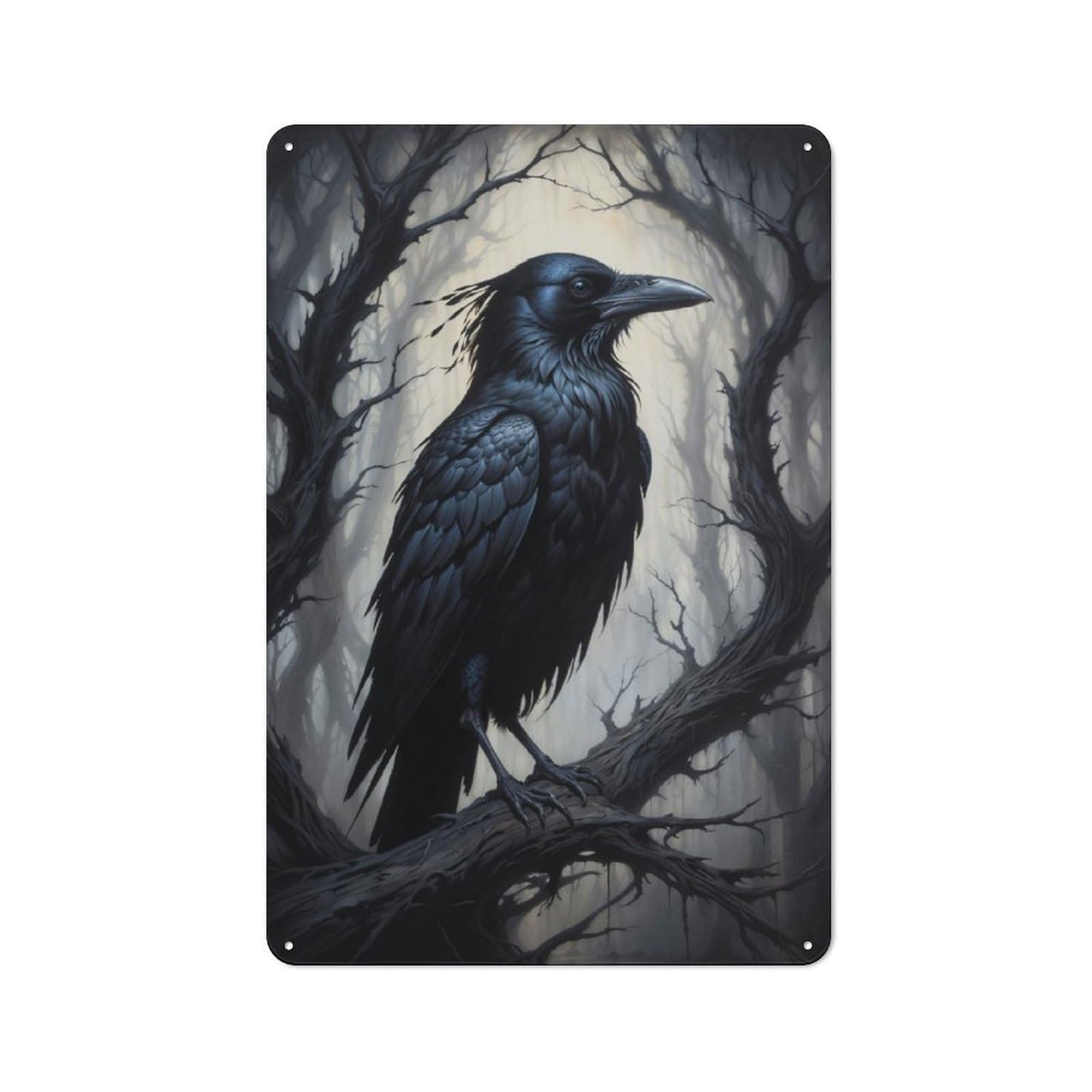 Junmoney Raven Perch Retro-Style Tin Sign 30X20cm For Dining Room Or Kitchen, For Kitchen Wall Decor Lovers