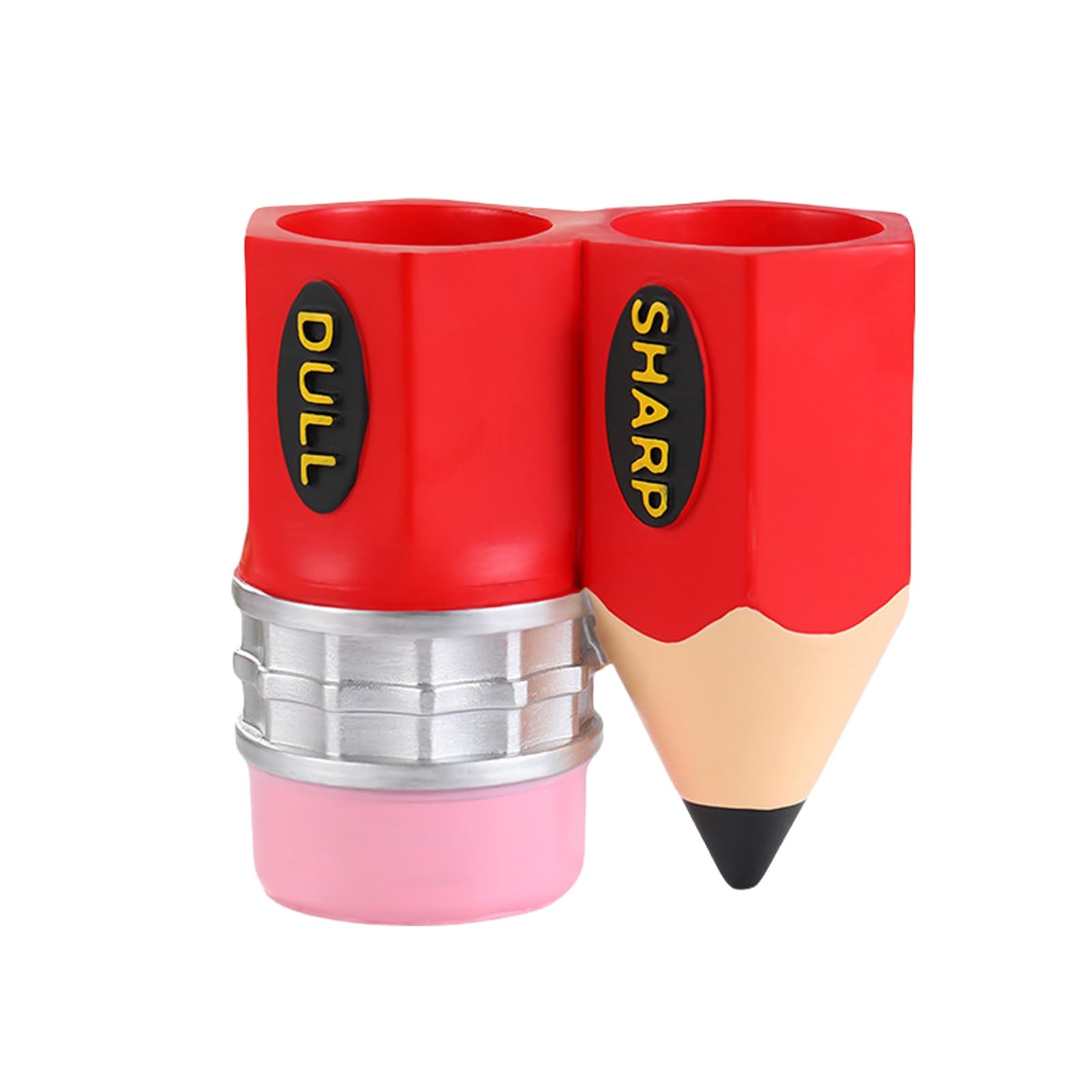 Whbbbj Sharp and Dull Pen Holder, Unique Pencil Shaped Pencil Holder, Pencil Organizer Container, Creative Resin Crafts Pencil Holder, Funny Novelty Dispenser, for School Teacher Student Office(Red)