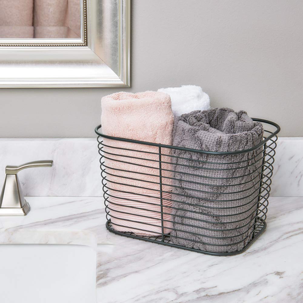 Portaoggetti IDesign Vienna - Cestino Metallico Per Bagno, 18.8x23.9x14.5 Cm, Nero Opaco, Per Cosmetici E Asciugamani - Foto 10