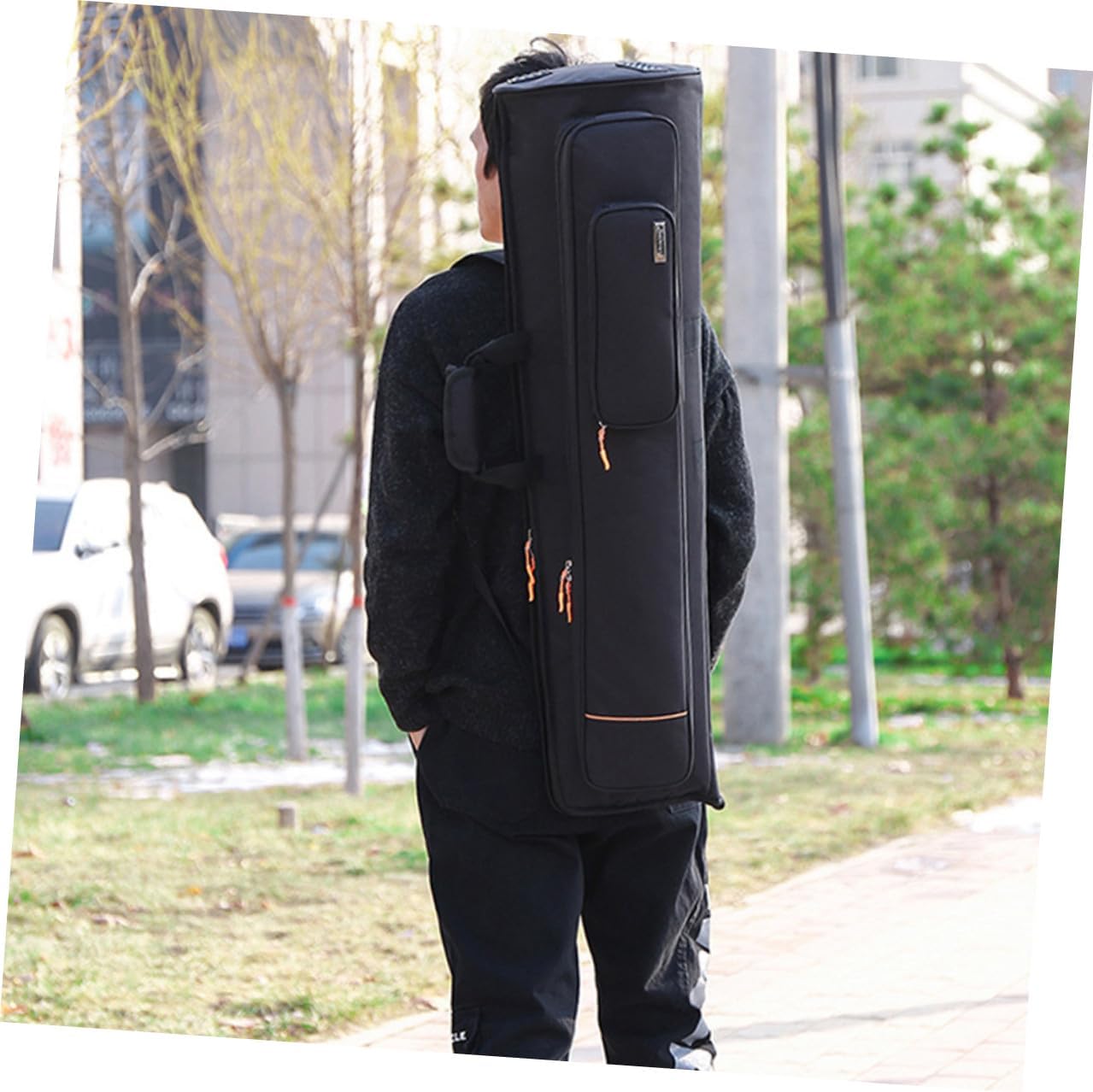 ABOOFAN Trombone Storage Bag Oxford Cloth Double Shoulder Backpack Large Capacity Instrument Case for Tenor Bass Trombone Protection