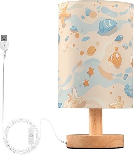 Miniatura 1 de FRODOTGV Shells Ocean Waves Beach Starfish Bedside Table Lamp Led Desk Lamp Soft Light Lamp for Study Desk Library Living Room Room Small Lamps