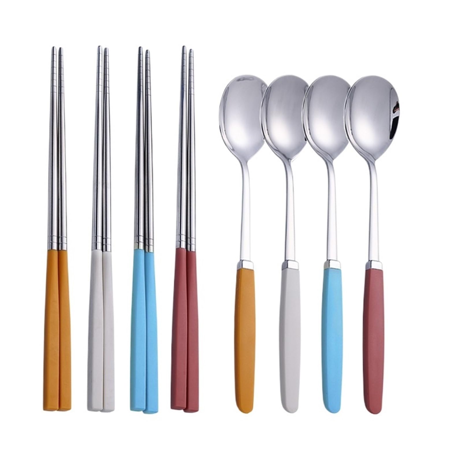 Besteck-Essstäbchen-Set aus 304 Edelstahl | 8Pcs 4Color 15