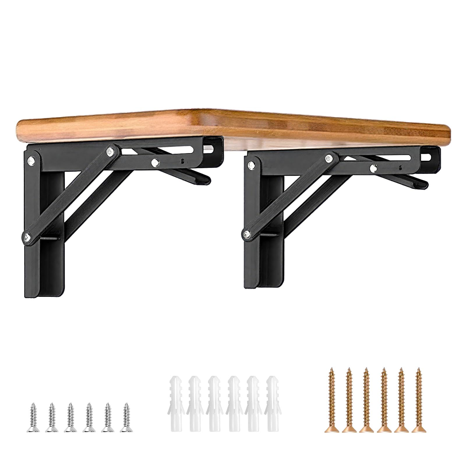 HBL' 2 Pack 200MM Folding Shelf Brackets Heavy Duty Shelf Brackets Wall Mounted Foldable Shelving Brackets for RV Folding Desk(Shelf Bracket Only)