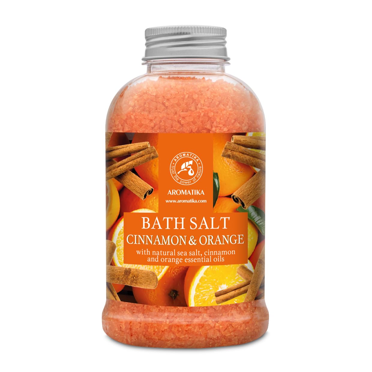 Sel de Bain Cannelle-Orange 600g - Huile Essentielle de Orange et Cannelle Naturel - Soin du Corps - Bain Relaxant - Beauté - Aromathérapie