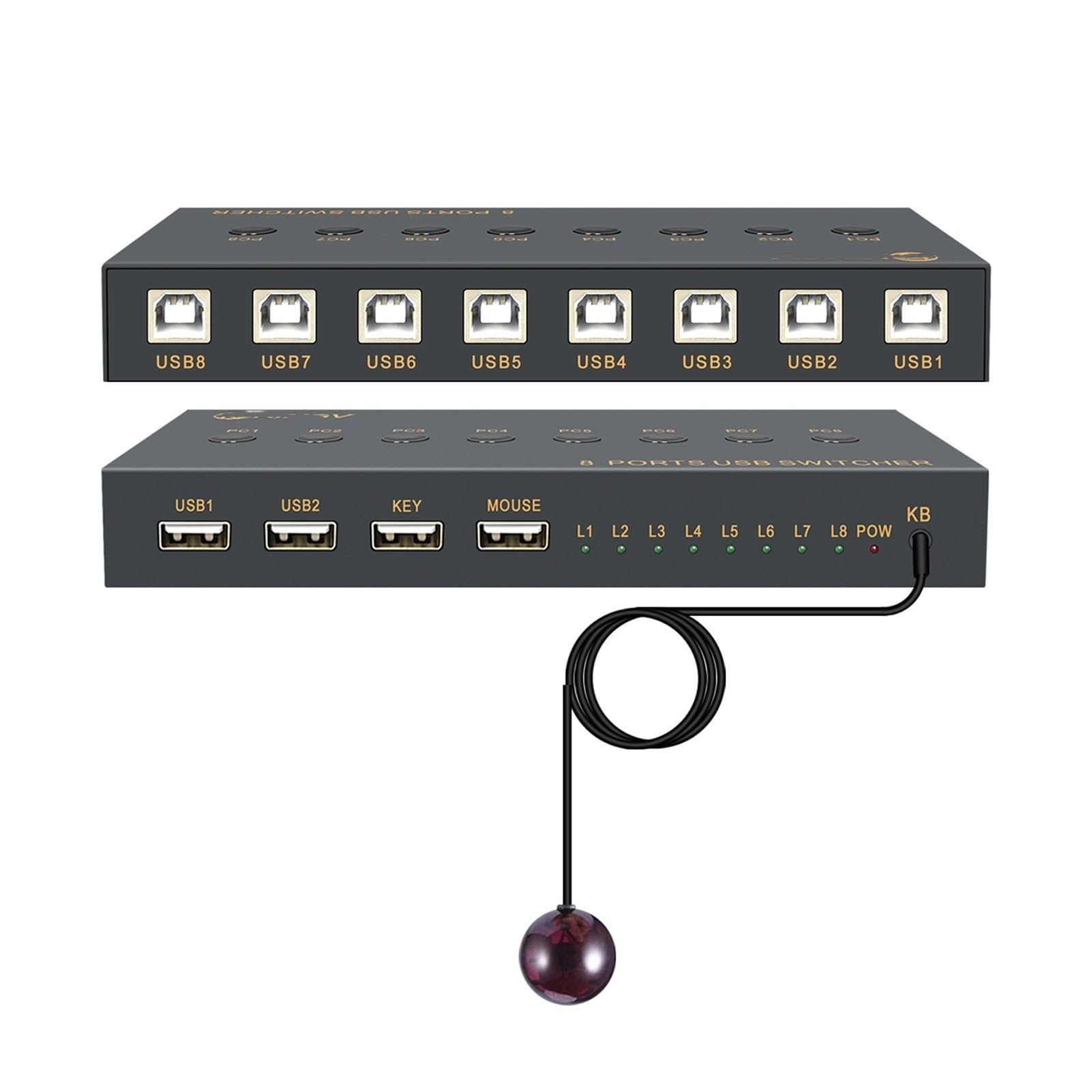 Switch/distributore USB - Sincronizzatore per Computer A 8 Porte, Splitter per Dispositivi di Condivisione Mouse E Tastiera 8 in 4 out, per Sistemi Operativi Windows/Linux
