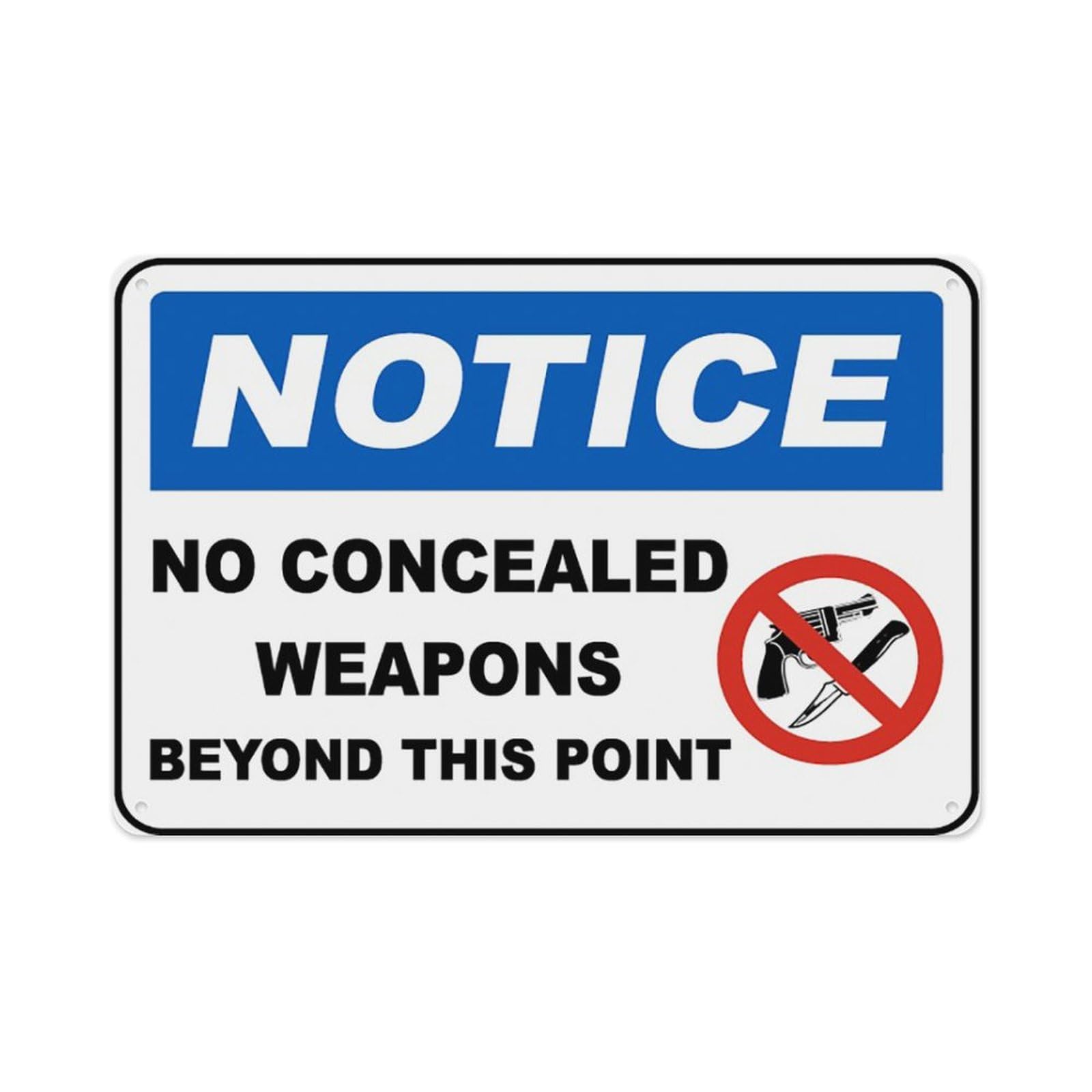 peiyeety No Concealed Weapons Sign Aluminum Tin Warning Signs For Home Outdoor Garden 12X16 Inches