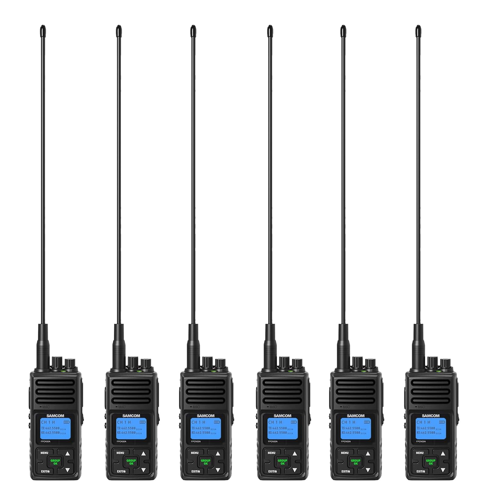 SAMCOM Longer Whip Antennas 15.1 Inches with 6 Packs Walkie Talkies