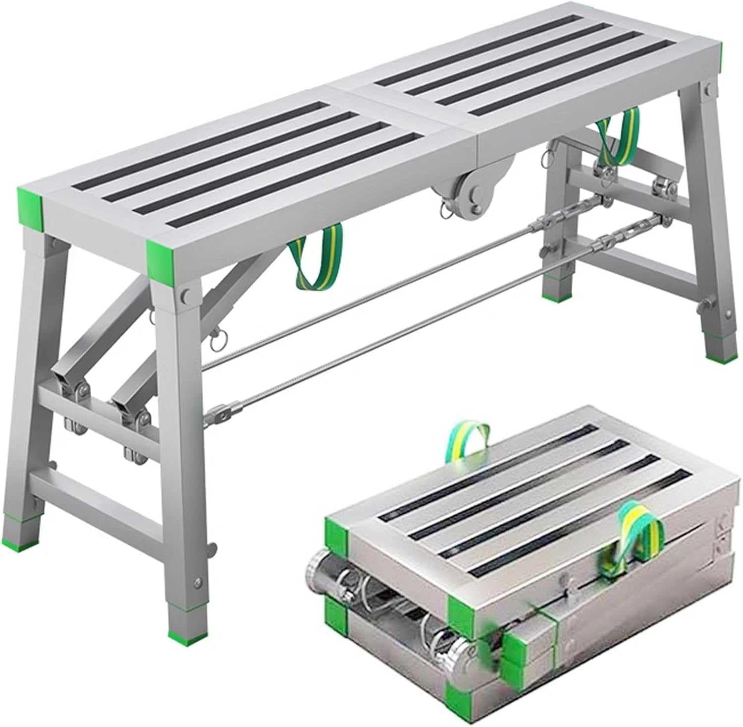 Plataforma de trabajo plegable portátil con altura ajustable y superficie antideslizante para uso doméstico y taller