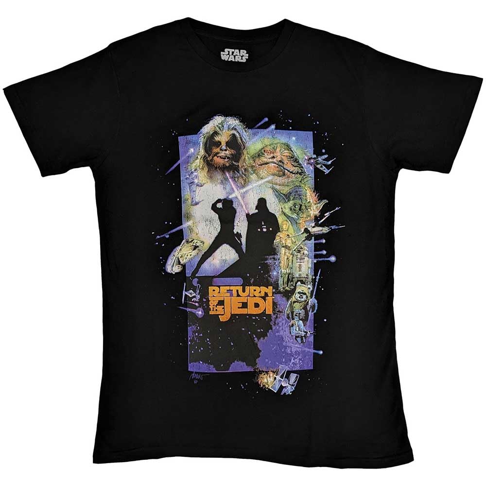 Rock Off Officially Licensed Products Men's Black Star Wars T Shirt Return Of The Jedi Poster Official Xl