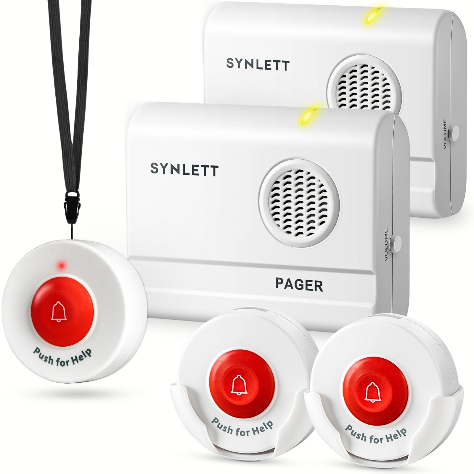 2 Bips aidants avec 3 Boutons d'appel, système sans Fil | Système d'appel portable pour seniors, patients et assistance à domicile avec plusieurs boutons d'alerte