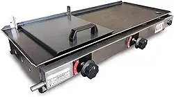 Chapa Gás Lanche Hamburguer 2 Bocas 30x70 Com Abafador Prensa LCG