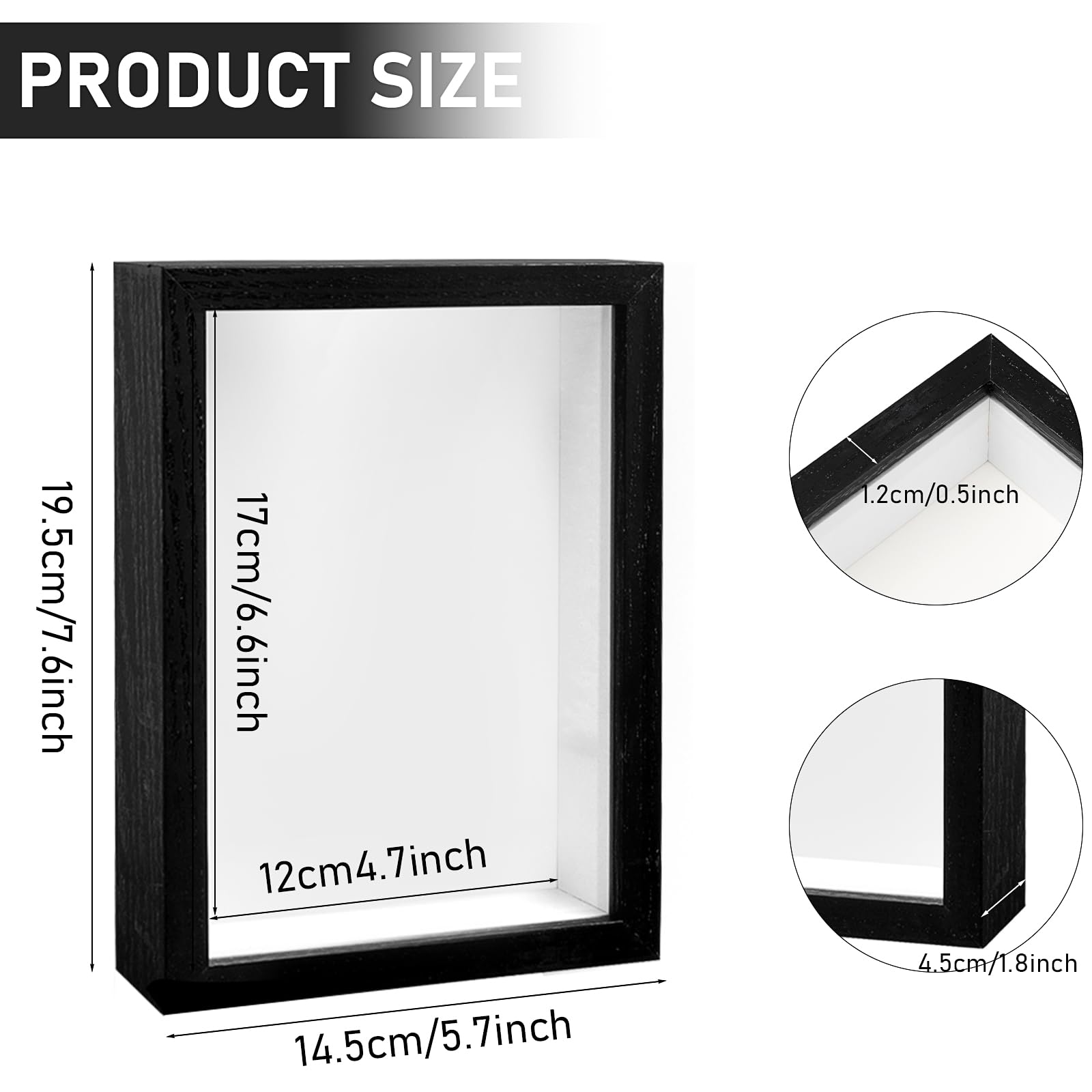 6 Pack Shadow Box Picture Frame, 5x7 Shadow Boxes Display Cases Wood Shadow Box Set for Dried Flowers DIY Craft, Memorabilia - Image 2