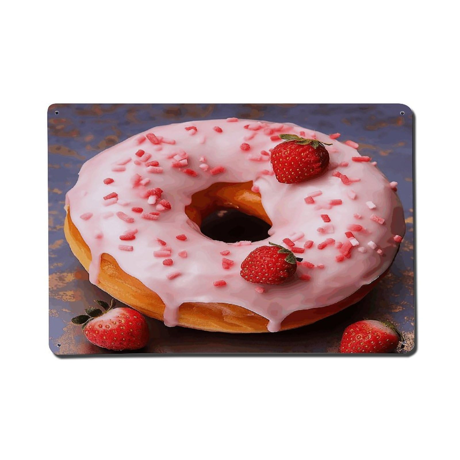 Adfgyerh Style Strawberry Donut Metal Signs Funny, Aluminum Tin Sign Indoor Outdoor Decor, Vintage Signs For Home Office Kitchen Bar Cafe Garden Farmhouse Wall Decor