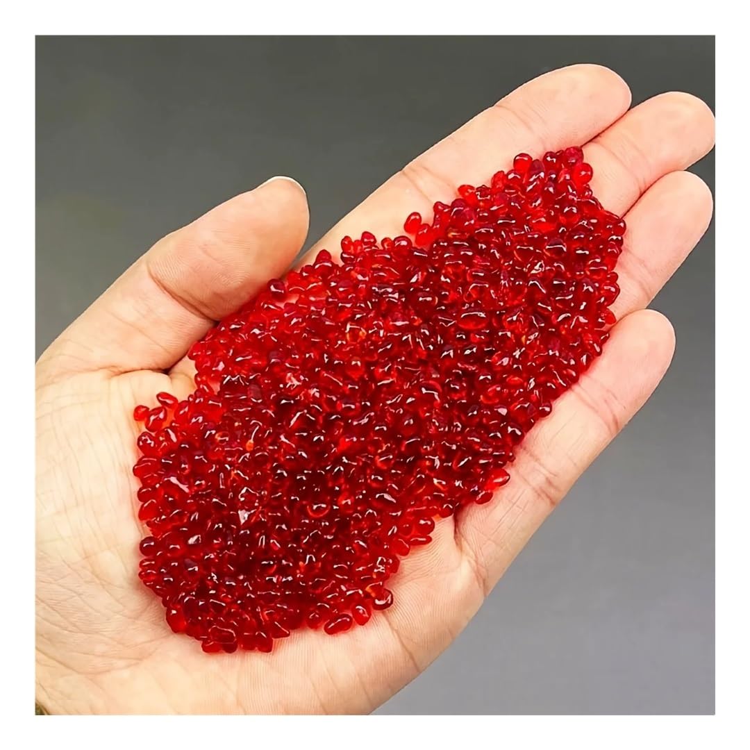 Grava de Vidrio roja 300 g, 3-5 mm, Chips Irregulares, for decoración peceras, Relleno jarrones y Jardines Gemstone Stone