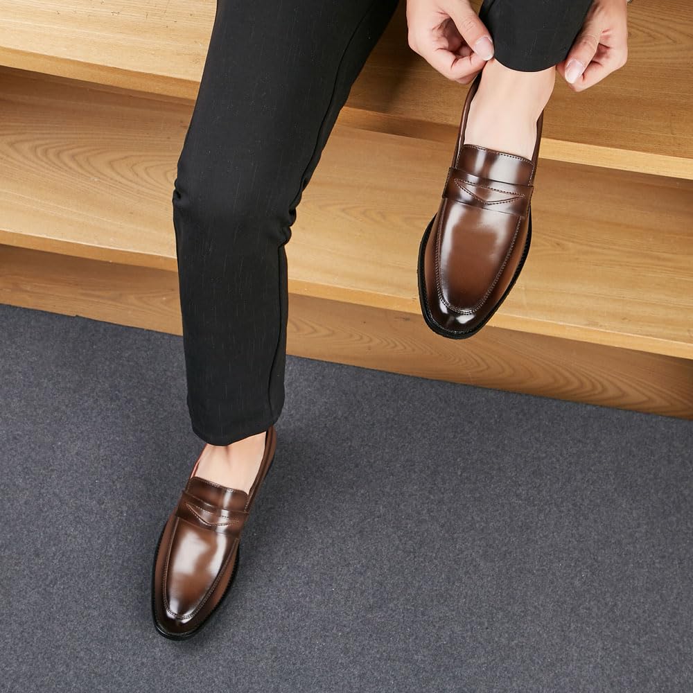Mocasines de piel auténtica para hombre, zapatos de vestir casuales de negocios, zapatos de conducción para hombre