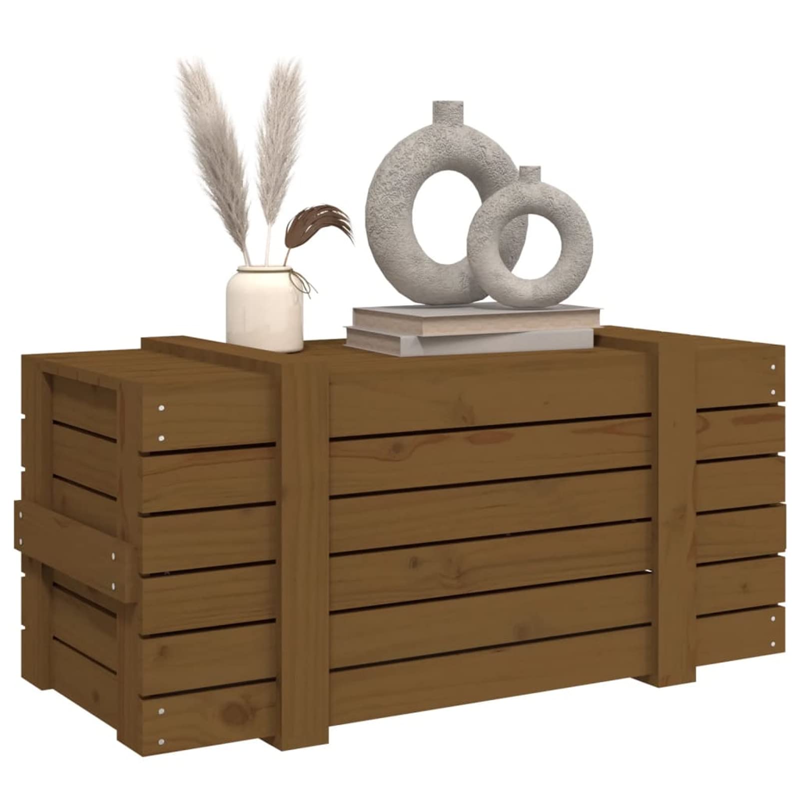 Homgoday Caja de almacenamiento ámbar 91 x 40,5 x 42 cm madera maciza de pino, muebles, baúles y baúles, contenedor de jardín, porta herramientas de jardín, puf de exterior, baúl de exterior