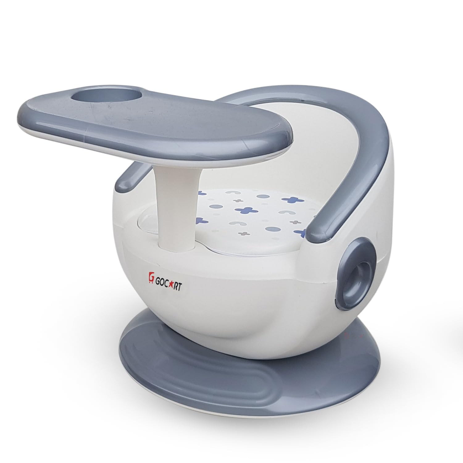 GOCART WITH G LOGO 4 Leg Baby Dining Chair With Detachable Tray And Pu Soft Cushion For 1-2 Year Kids And Toddler (Design-2) - White