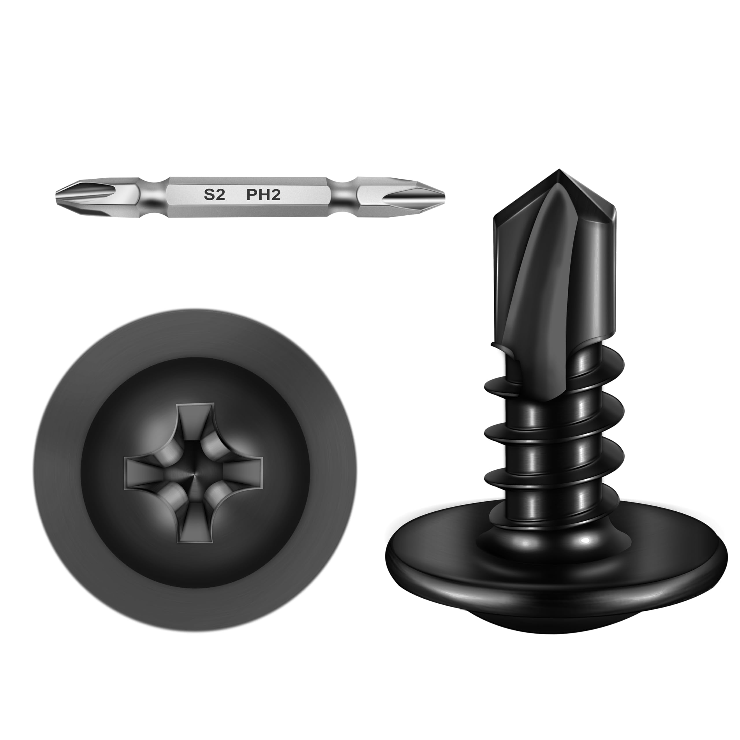 Self Tapping Screws for Metal - 200 Pack -8 Self Tapping Screws for Metal - 200 Pack -8
