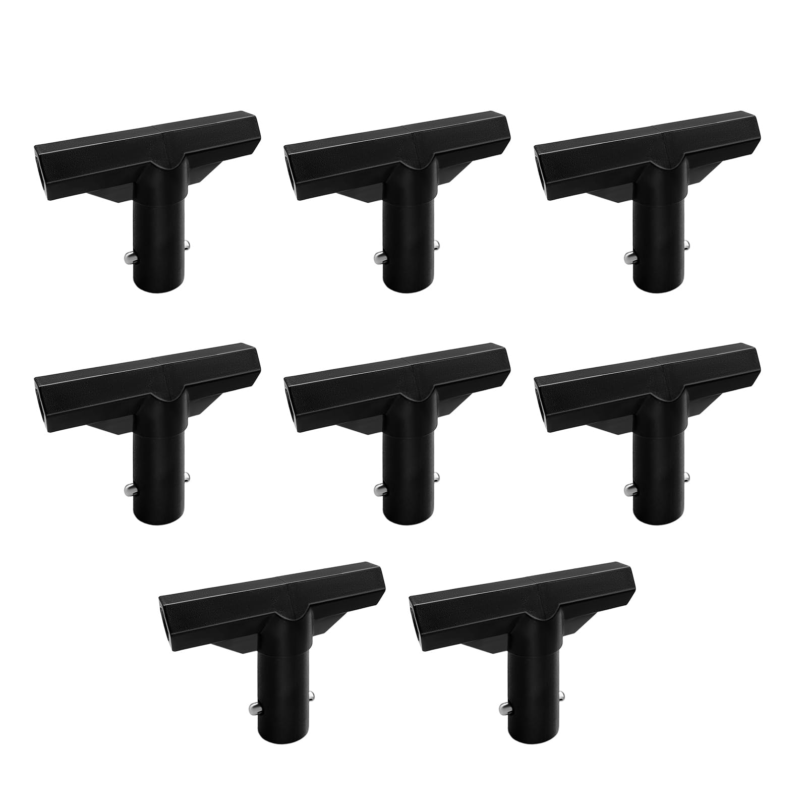 Paquete de 8 conectores en T de plástico para trampolín, tapas de poste de trampolín, conectores de tubo en T, piezas de repuesto para conectar red de anillo superior y varillas de fibra de