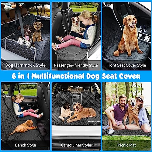 Urpower 6-In-1 Dog Car Seat Cover For Back Seat, Waterproof Dog Car Hammock 40/60 Split Dog Seat Cover With Mesh Window And Side Flap Pets Car Seat Protector Dog Backseat Cover For Car, Suv, Truck #TOP1