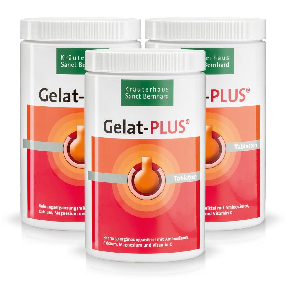 Sanct Bernhard Gelat-PLUS Tabletten mit Collagen-Hydrolysat, Calcium & Magnesium | 3x1600 Tabletten