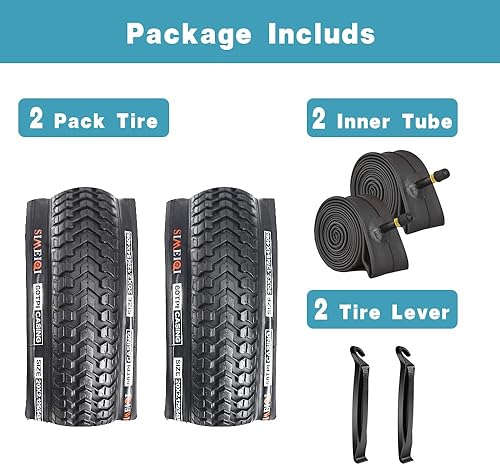 Miniatura 2 de SIMEIQI Paquete de 2 neumáticos de bicicleta de montaña de 26 x 1.95 pulgadas, 20 x 2.125 pulgadas, 60 TPI para neumáticos de bicicleta de montaña
