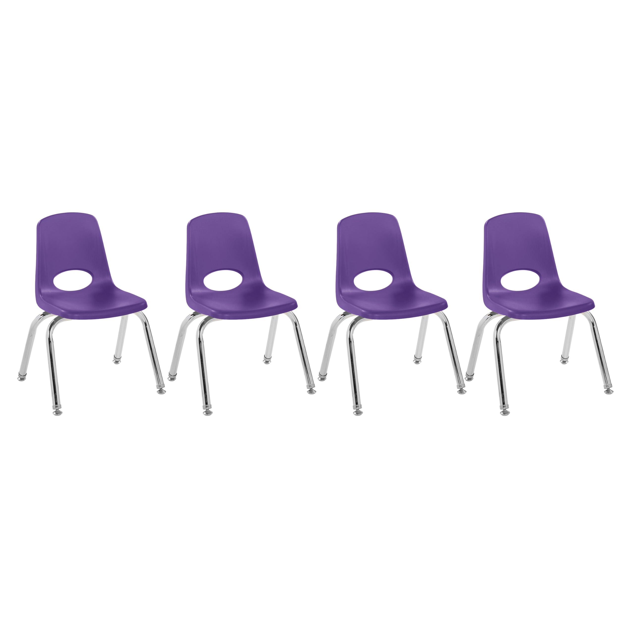 FDP 12" School Stack Chair with Swivel Glides, Purple, 4-Pack, 10379-PU