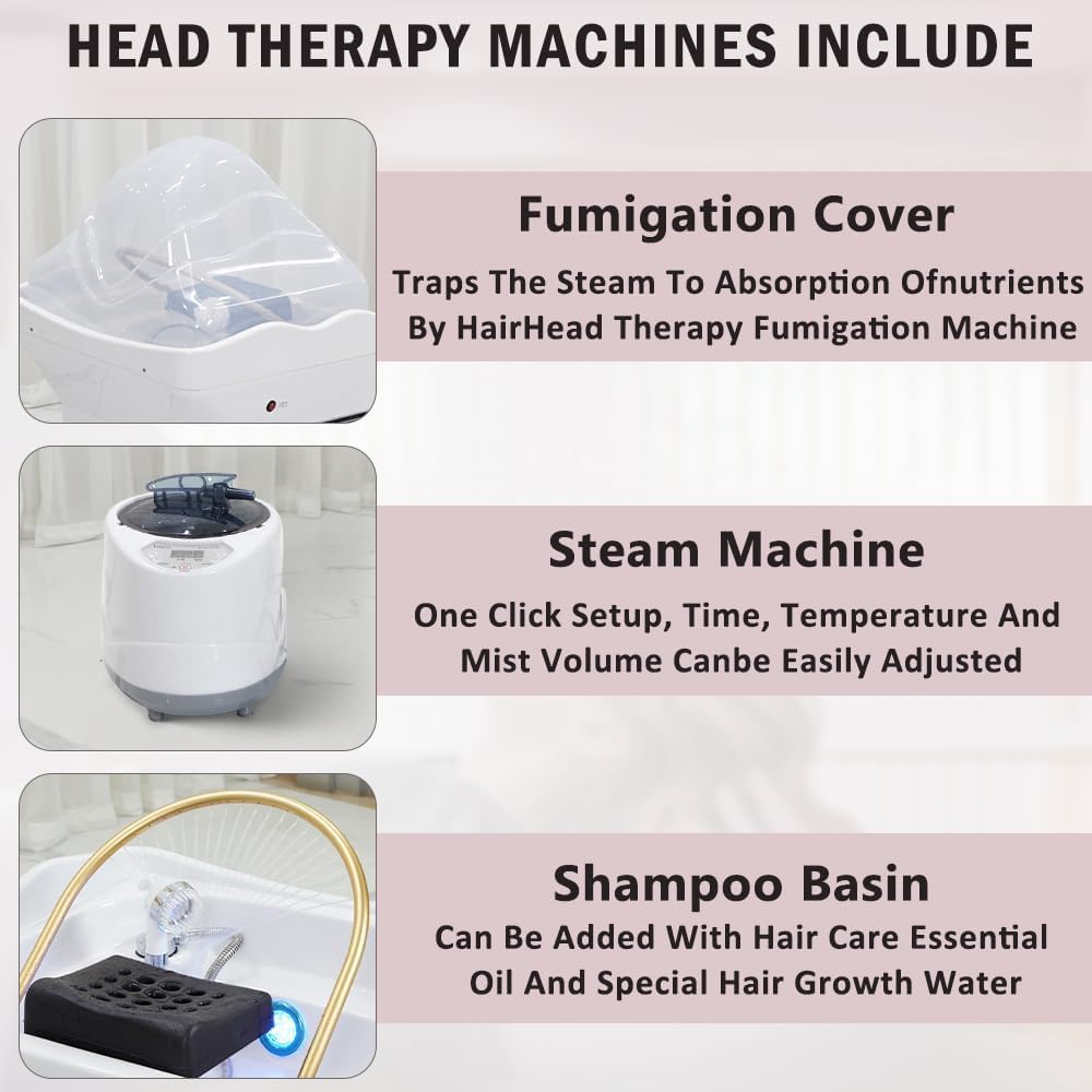 Generisch Mobiles Waschbecken,Japanese Head Spa Equipment,Bath Jet spa, 60 L Large Water Tank Thermostatic Water Circulation Shampoo Basin Head Care for Hair Treatment Fumigation Light Therapy