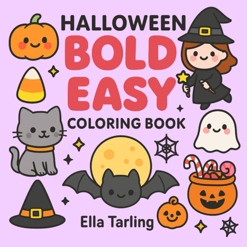 Halloween – Bold & Easy Coloring Book for Kids & Adults