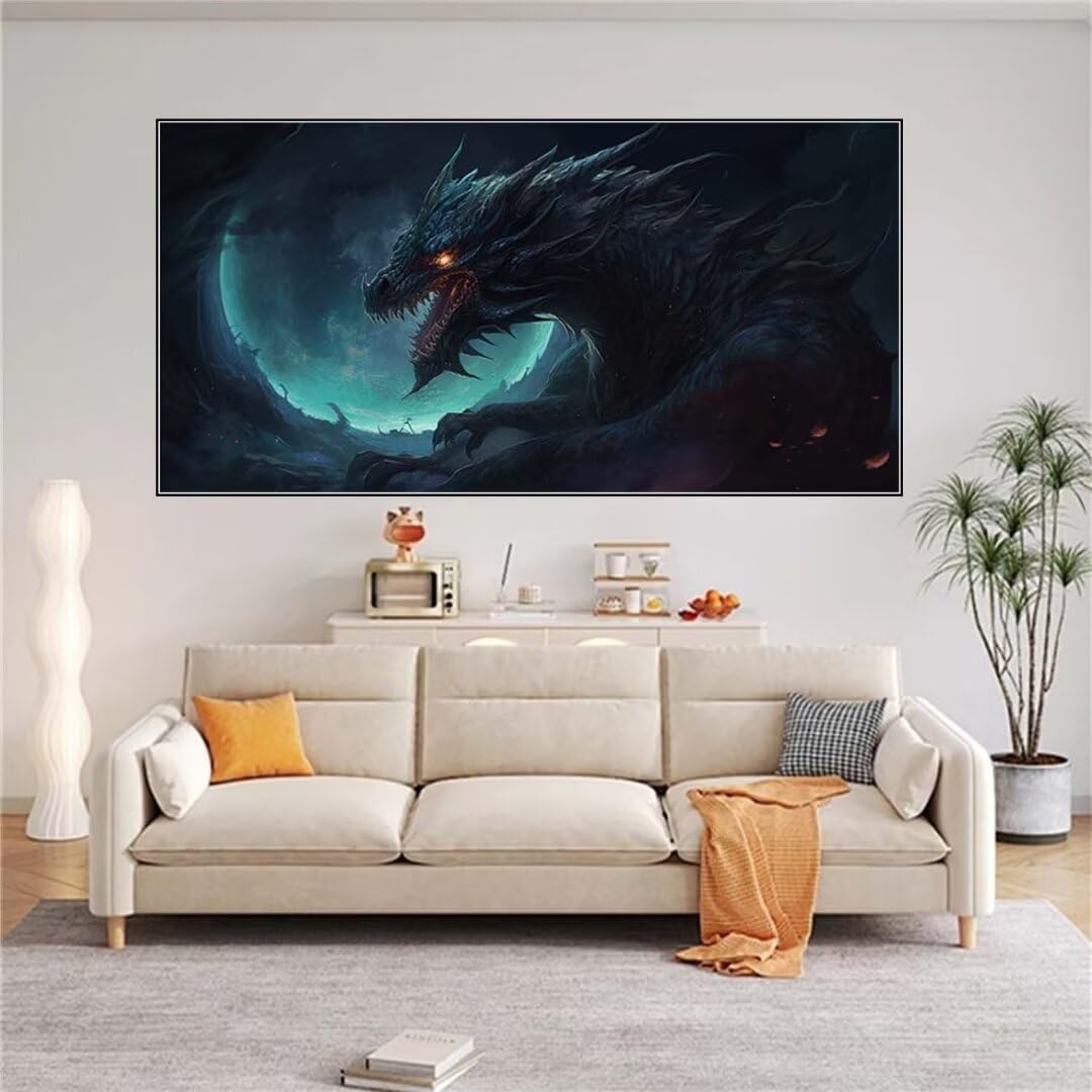 Diamond Painting Bilder Set Erwachsene 5D Malen Nach Zahlen Dragon Diamant Painting Bilder Erwachsene Groß Diamonds Crystal Art, Diamond Art Painting DIY Diamant Malerei Set Home Wand Dekor 60x120cm
