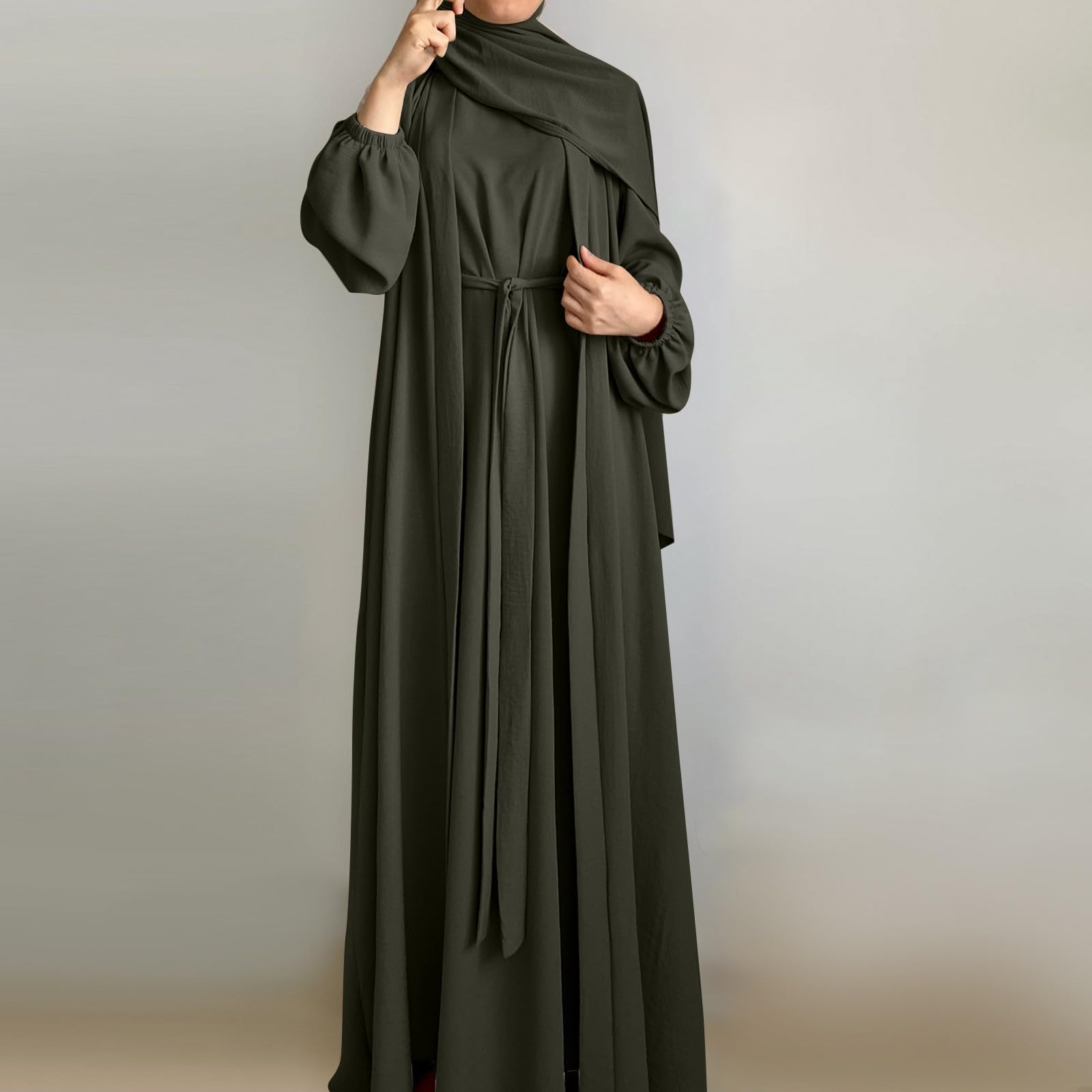 Generisch Kaftan Abaya Jilbab damska arabska, elegancka, jednoczęściowa, długa, odświętna sukienka dla kobiet, hidżab, kaftan, na plażę, bawełna, tradycyjna odzież arabska