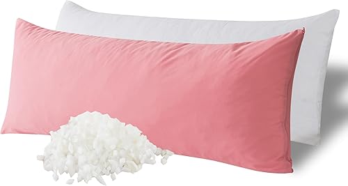 WhatsBedding Almohada corporal de espuma viscoelástica con funda de algodón transpirable con cremallera, almohada de cuerpo completo para adultos,