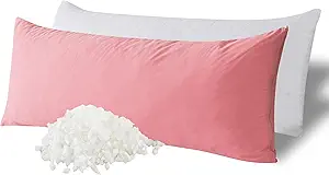 WhatsBedding Memory Foam Body Pillow with Breathable Zippered Cotton Cover, Full Body Pillow for Adults, Long Pillow for Sleeping, Firm Pillow Breathable Fluffy Supportive - Foggy Pink