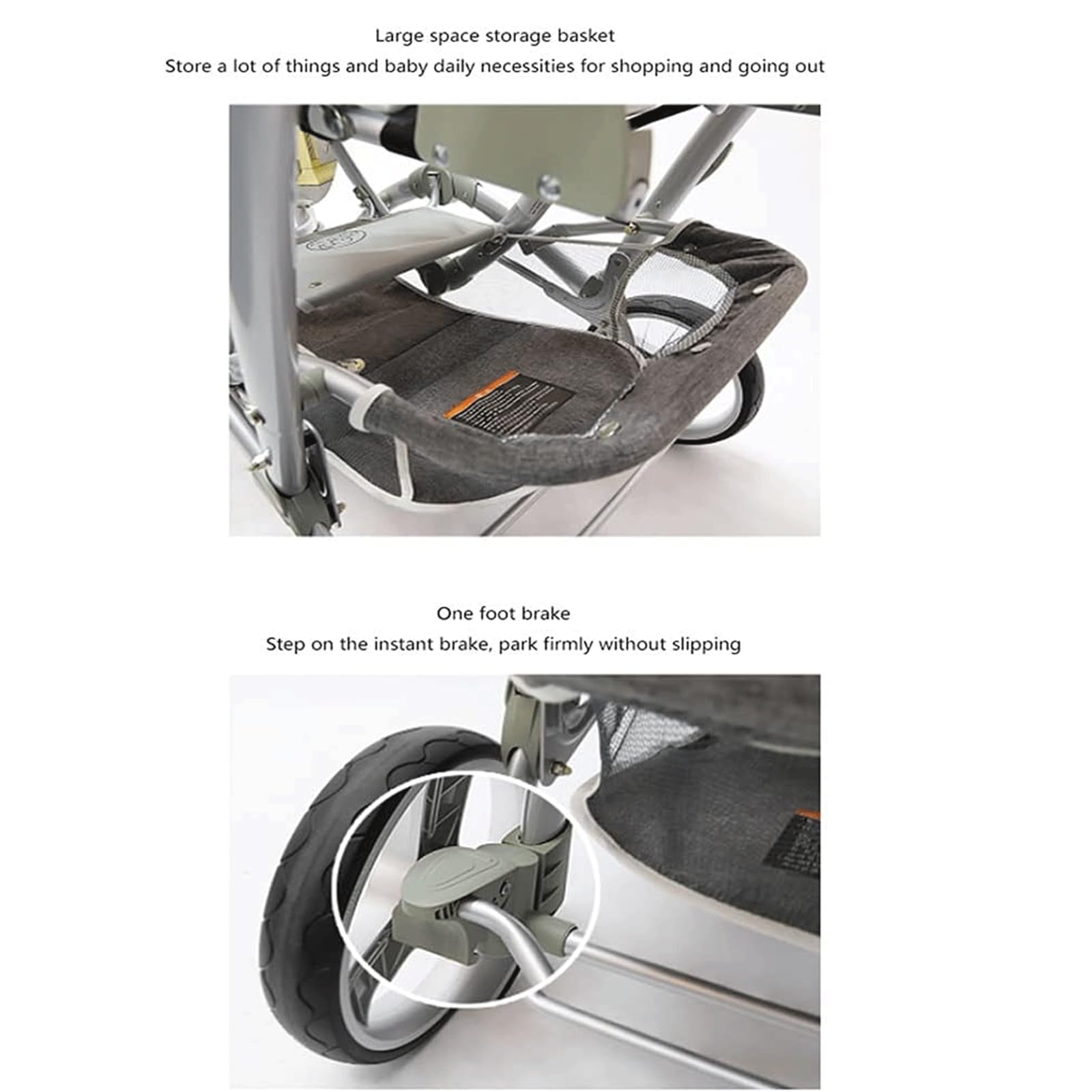 Rieort Poussettes Tandem à la Mode, Poussette Double Portable en Aluminium, Chariot à auvent réglable, Grand Espace, Double Poussette