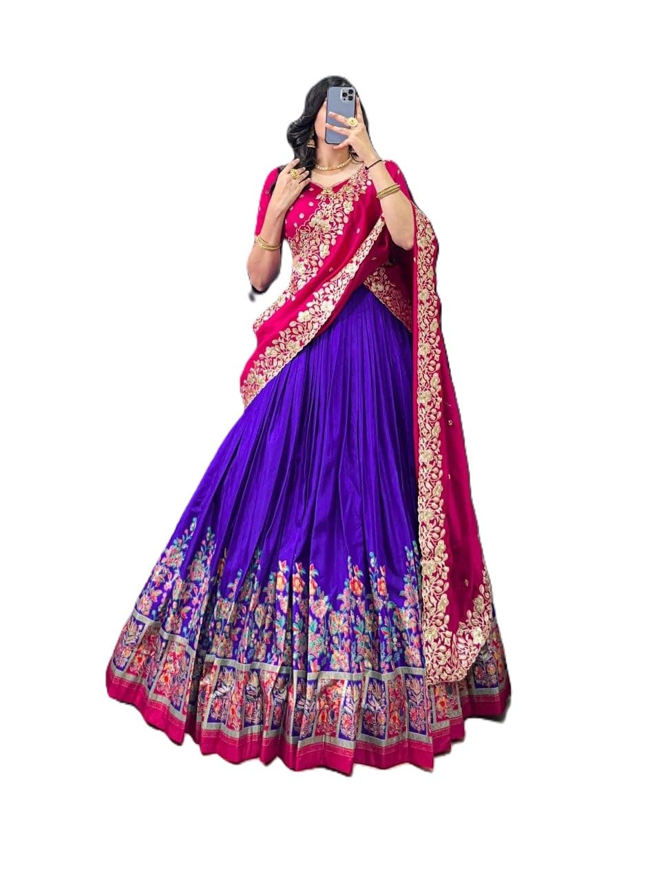 jenika creation Embroidered Semi Stitched Lehenga Choli with Dupatta | Traditional Ethnic Wear for Wedding &Blouse and Fit & Flare Style Occasions (Free Size)-picture-41