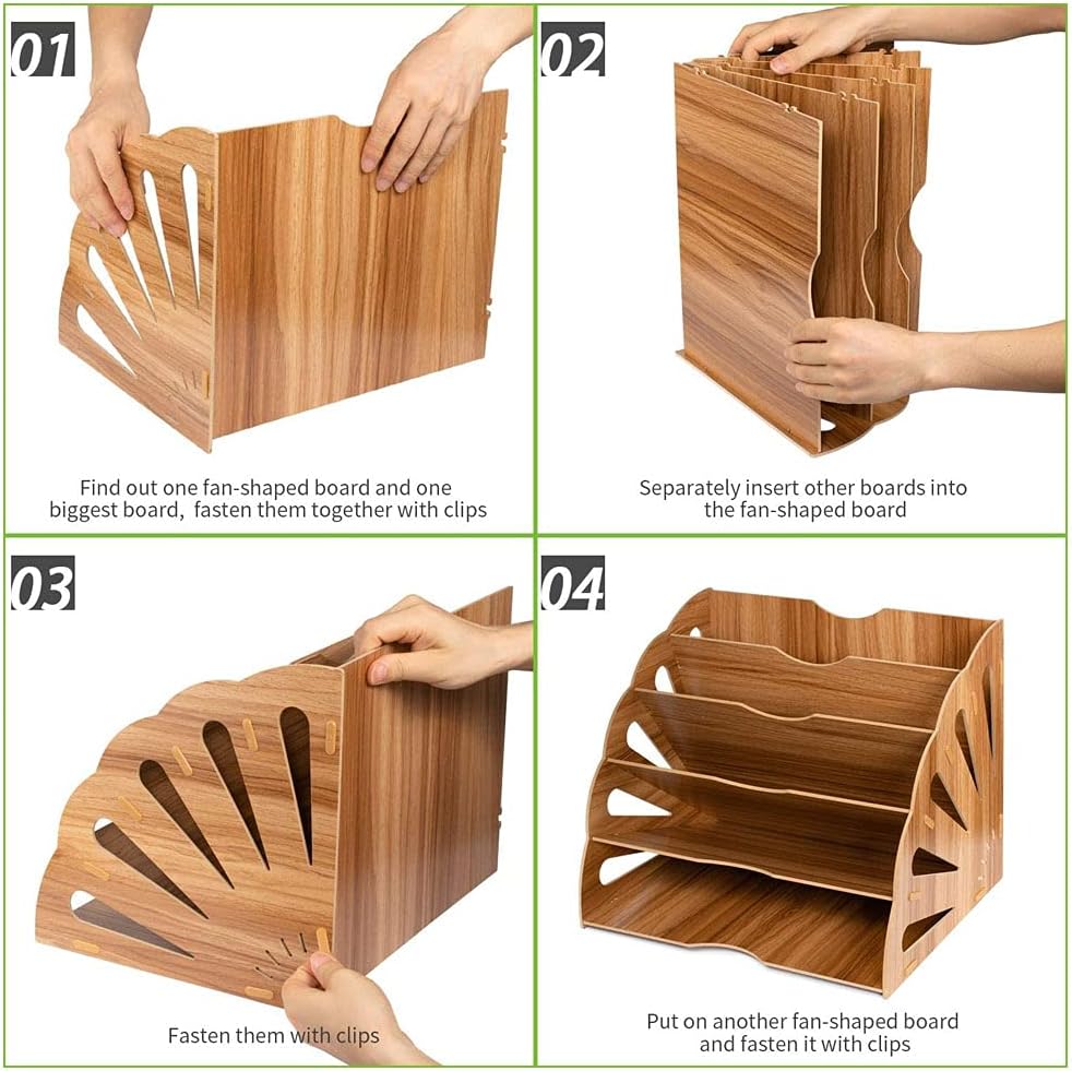 Desktop Wood Letter Tray Organiser, Wooden Desktop Organiser, Wooden