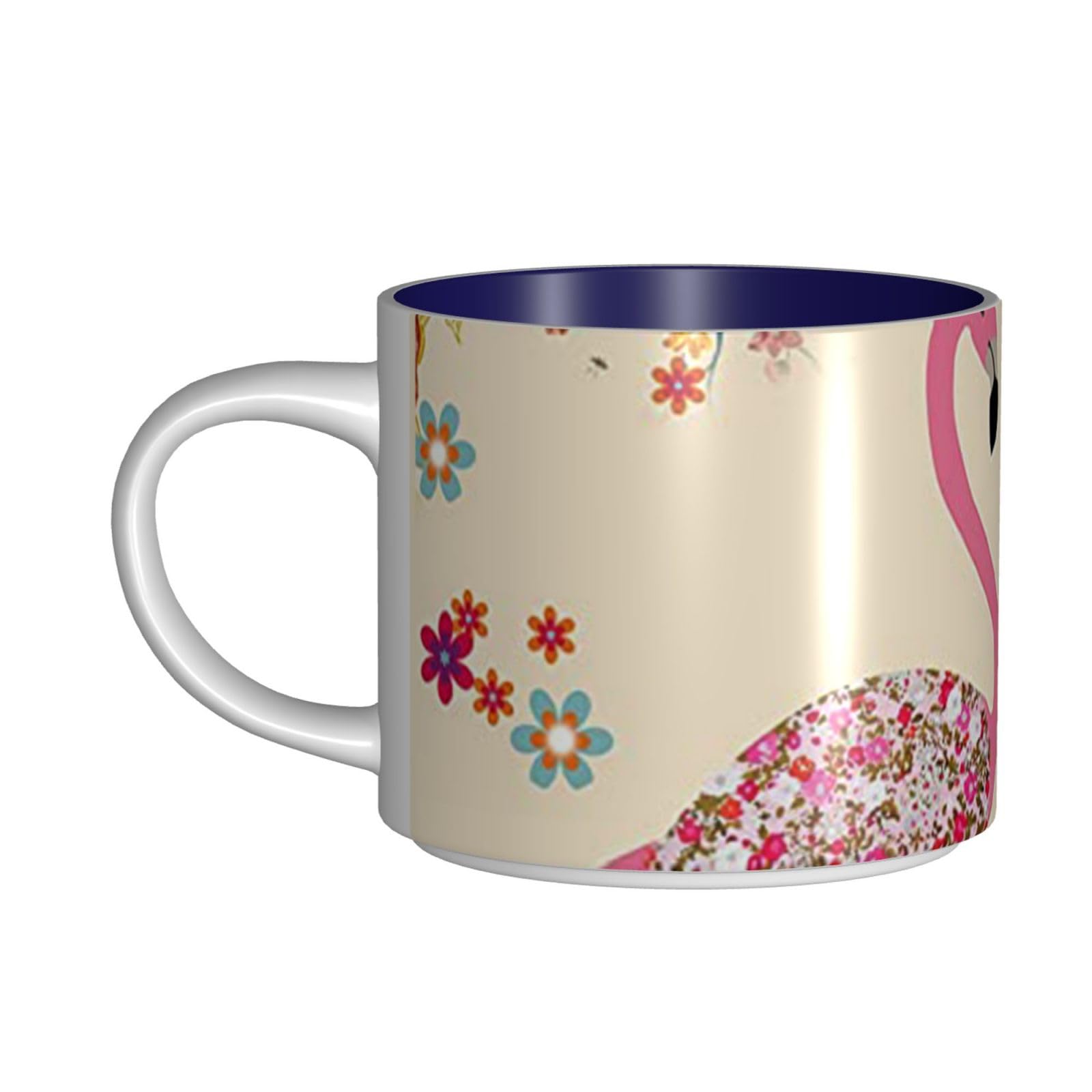Flamingi i kwiaty drukowane kubki ceramiczne o dużej pojemności kubek do kawy