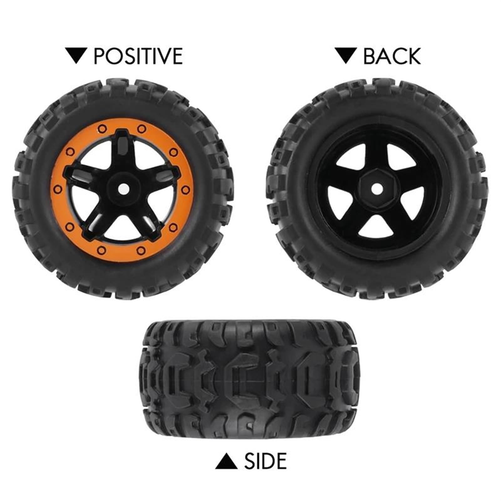 RC Car Pneumatico Ruota Compatibile con HBX 16889 4 Pezzi Pneumatici E Ruote Cerchioni Accessori per Auto Telecomandate 1/16 RC Auto Pezzi di Ricambio M16038