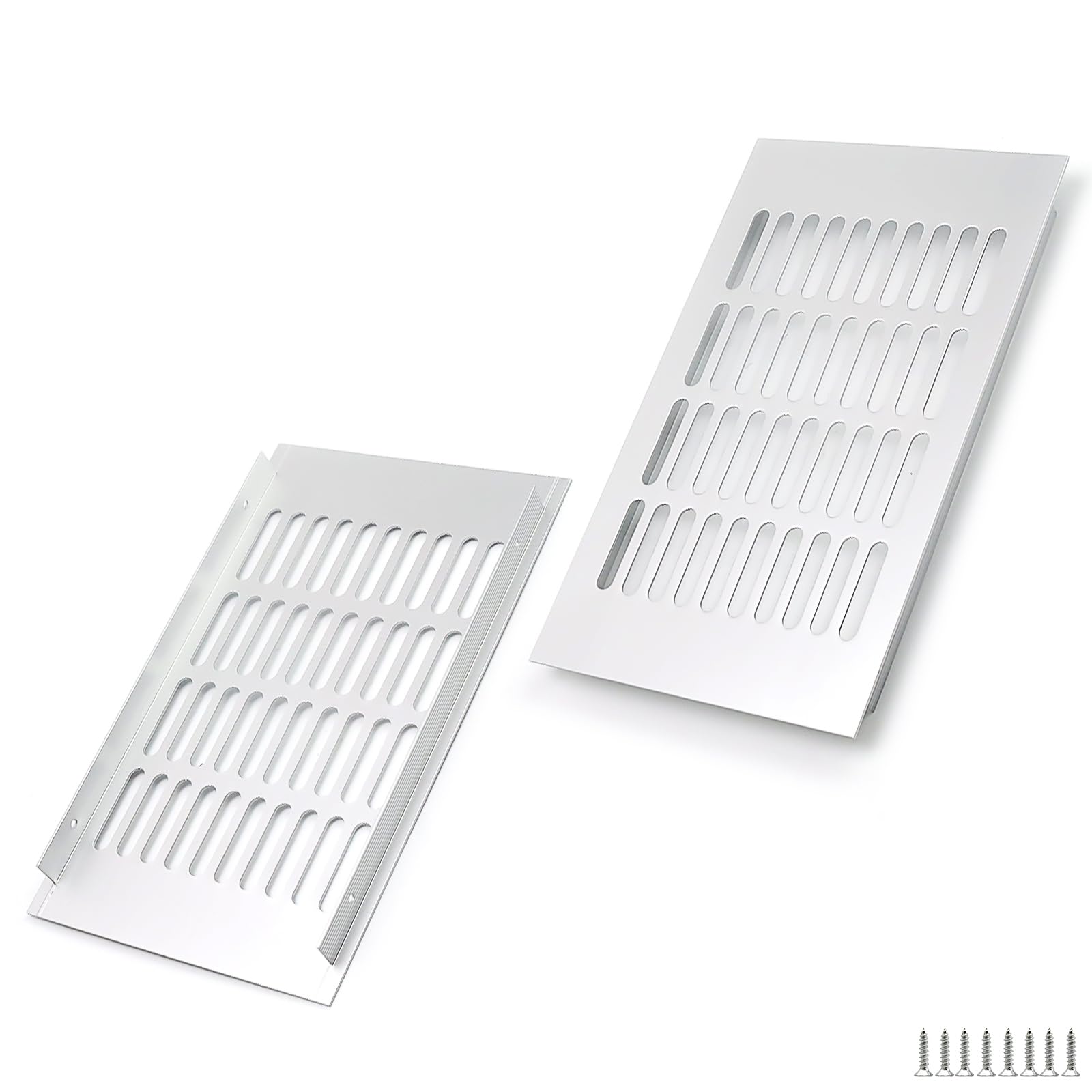 WJUAN 2 Piece Aluminum Ventilation Grille 250 x 150 mm Silver Rectangular - Ventilation Grille for Cabinets, Bedrooms & Doors