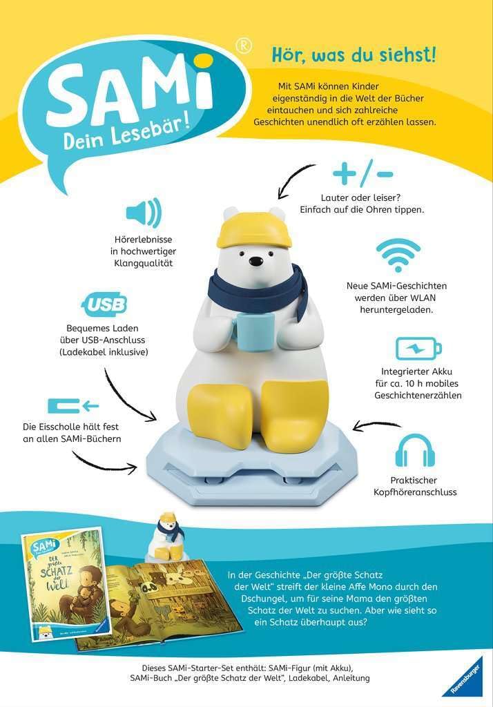 Ravensburger 00096 Starter Set SAMi - Your Reading Bear: The Biggest Treasure in the World, multicoloured, Mittel - Image 2