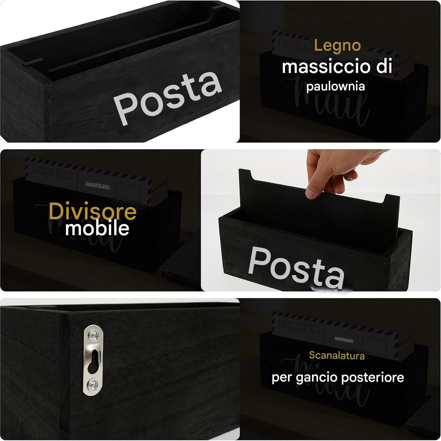 Porta Lettere Per La Scrivania,Scatola Di Archiviazione Per Posta Da Scrivania In Legno - Scatola Organizzatrice Per I Documenti Da Parete | Per Documenti Taccuini Lettere File Buste