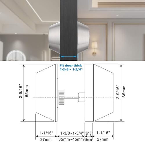 Miniatura 6 de Gobrico Cerraduras de puerta de doble cilindro con llave de níquel satinado para puerta interior exterior, paquete de 2