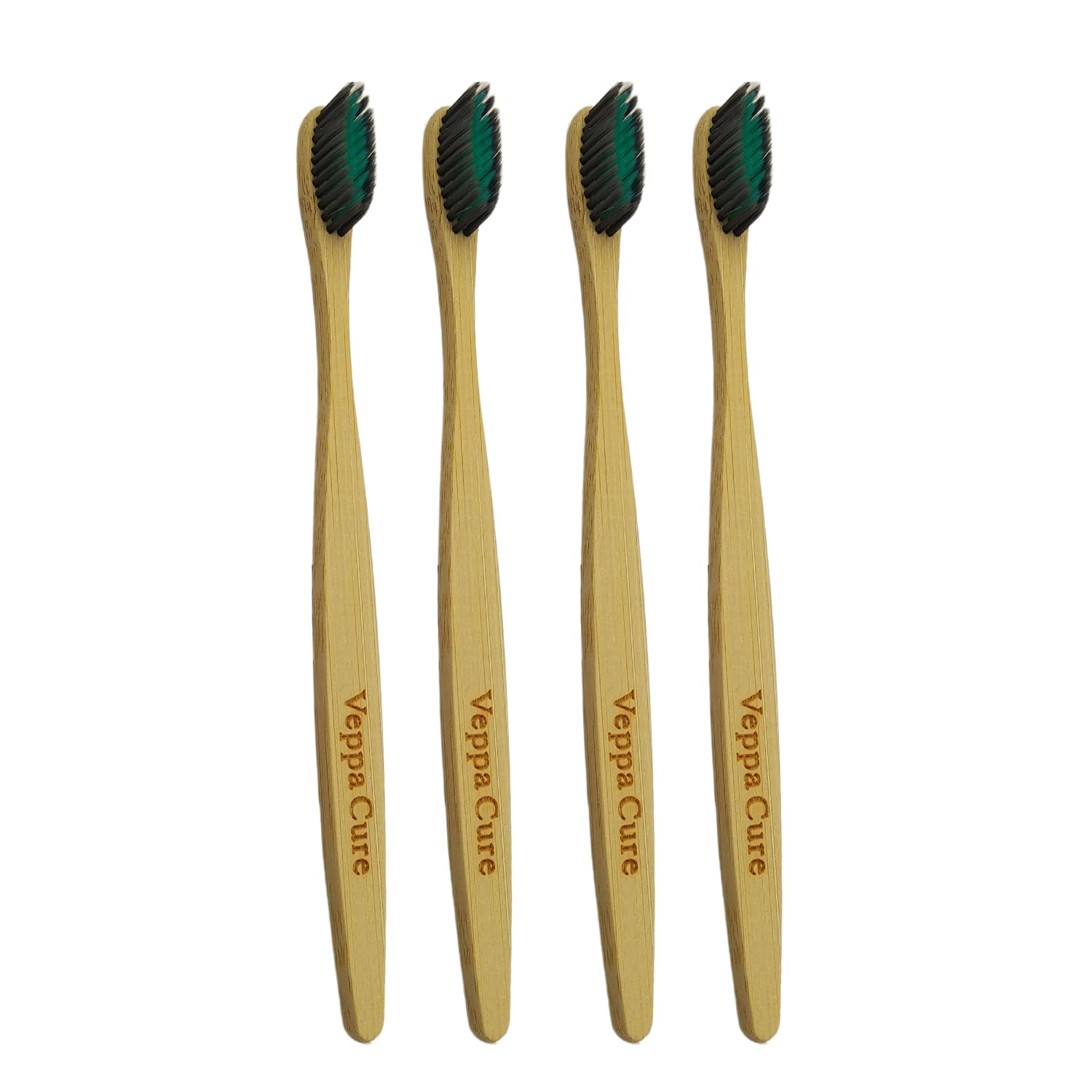 Veppacure Bamboo Wooden Toothbrush for Adults Black and Green Color Bristles 4Pcs, Charcoal Activated Ultra-Soft Bristles, Anti-Bacterial (Green Adult Pack of 4) (B0CC6BSB8G) Amazon Price History, Amazon Price Tracker